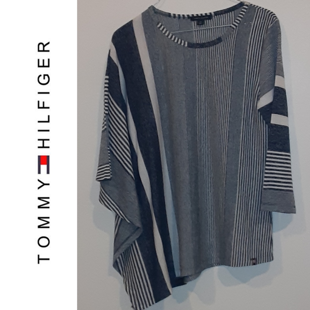 Tommy Hilfiger Asymmetrical Blue & White Blouse